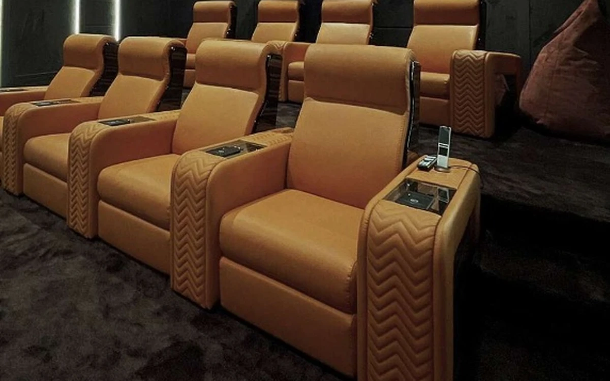 Regent Row custom cinema seating installed in a luxury multi-row private theater